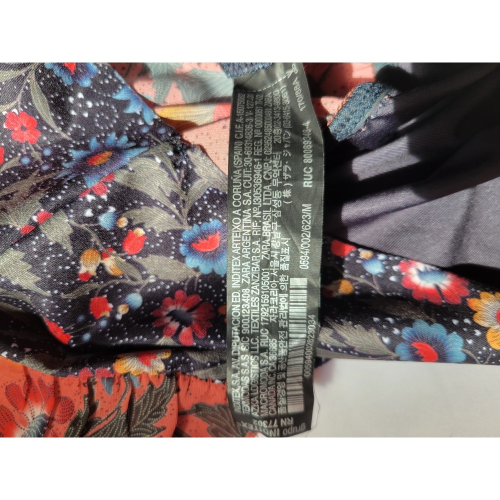 Zara Colorful Floral Ruffle Chiffon Romantic Short Sleeve Bodysuit Sz M - Picture 7 of 15